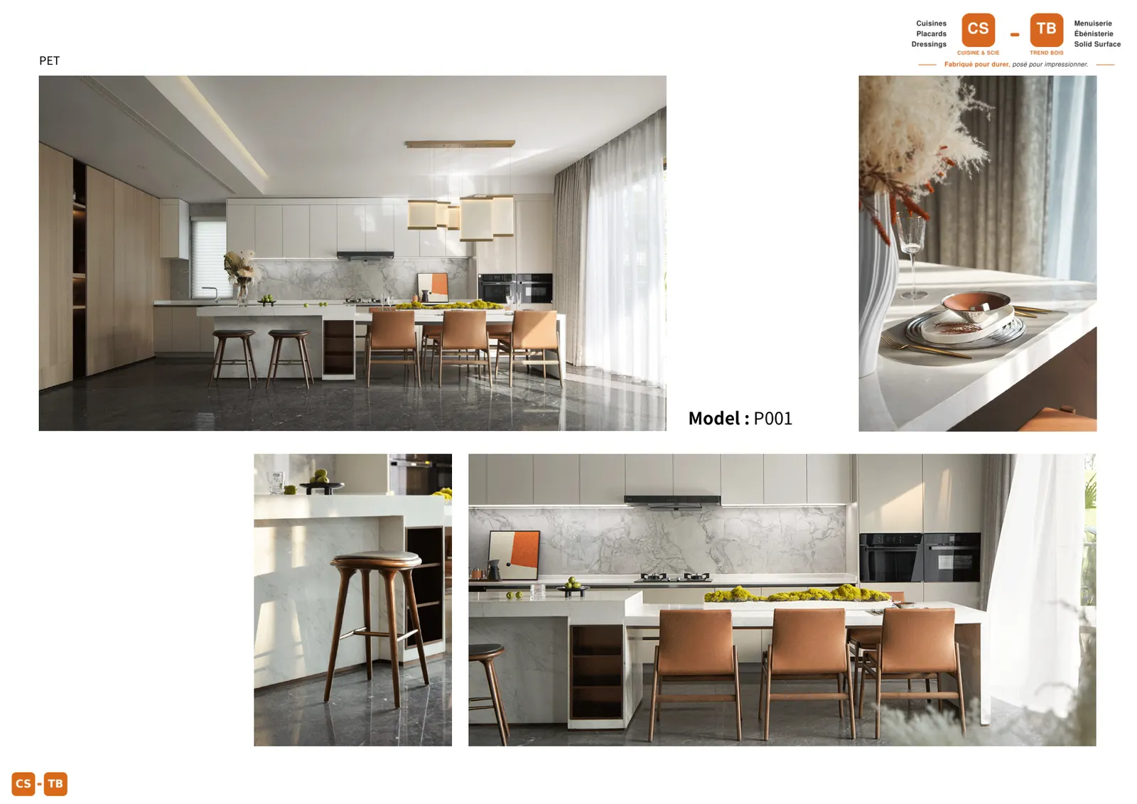 Cuisine P001 - Armoires de cuisine Trend Bois Maroc