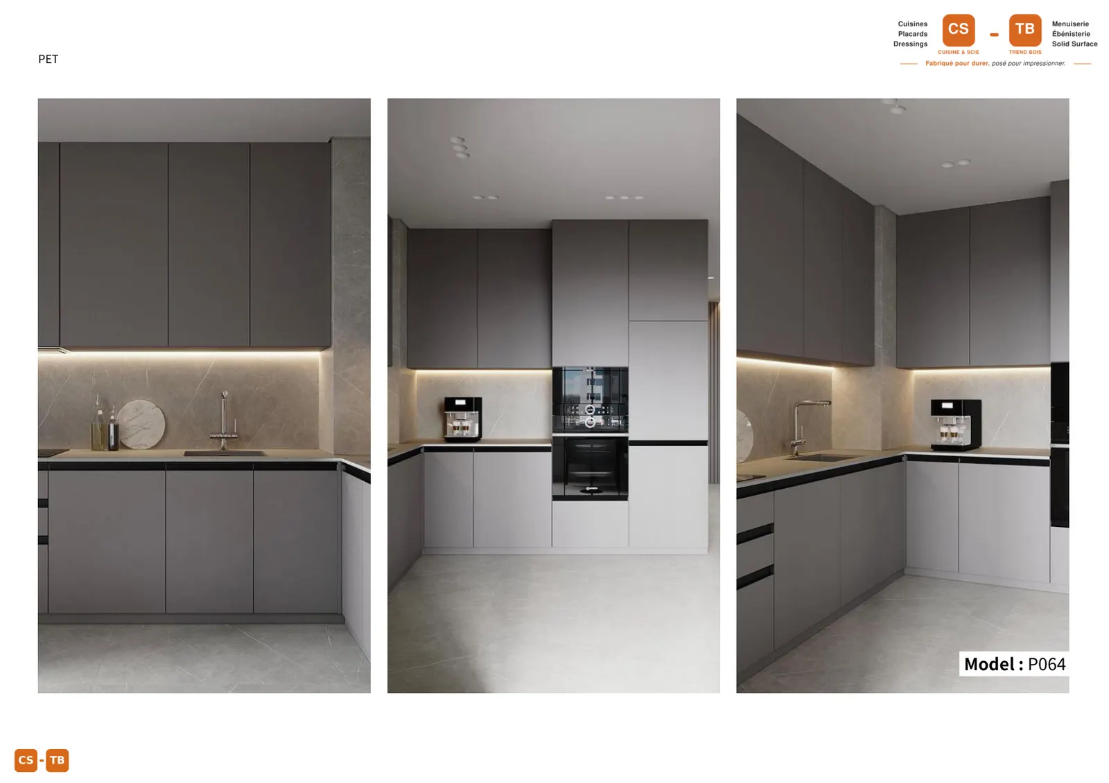 Cuisine P064 - Armoires de cuisine Trend Bois Maroc