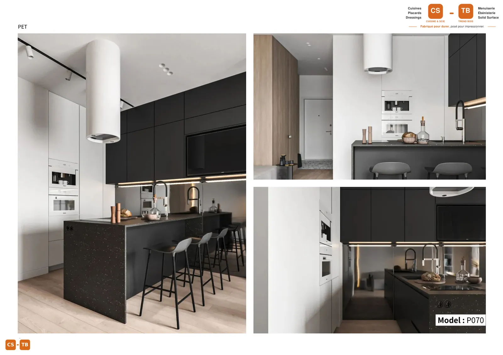 Cuisine P070 - Armoires de cuisine Trend Bois Maroc
