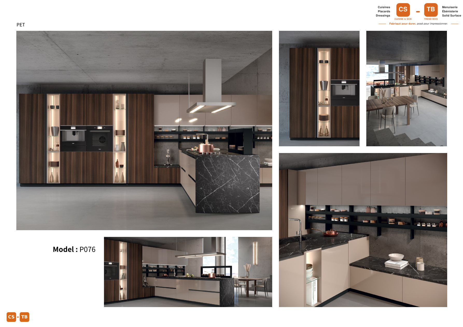 Cuisine P076 - Armoires de cuisine Trend Bois Maroc