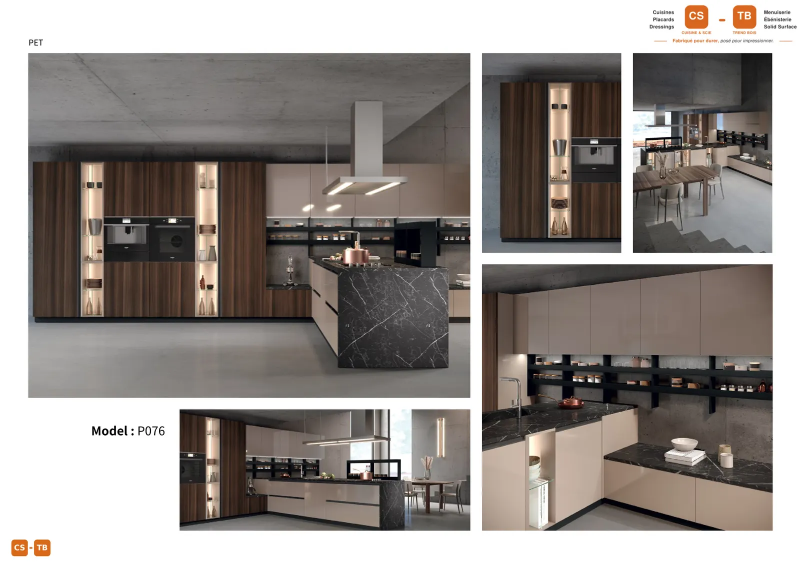 Cuisine P076 - Armoires de cuisine Trend Bois Maroc