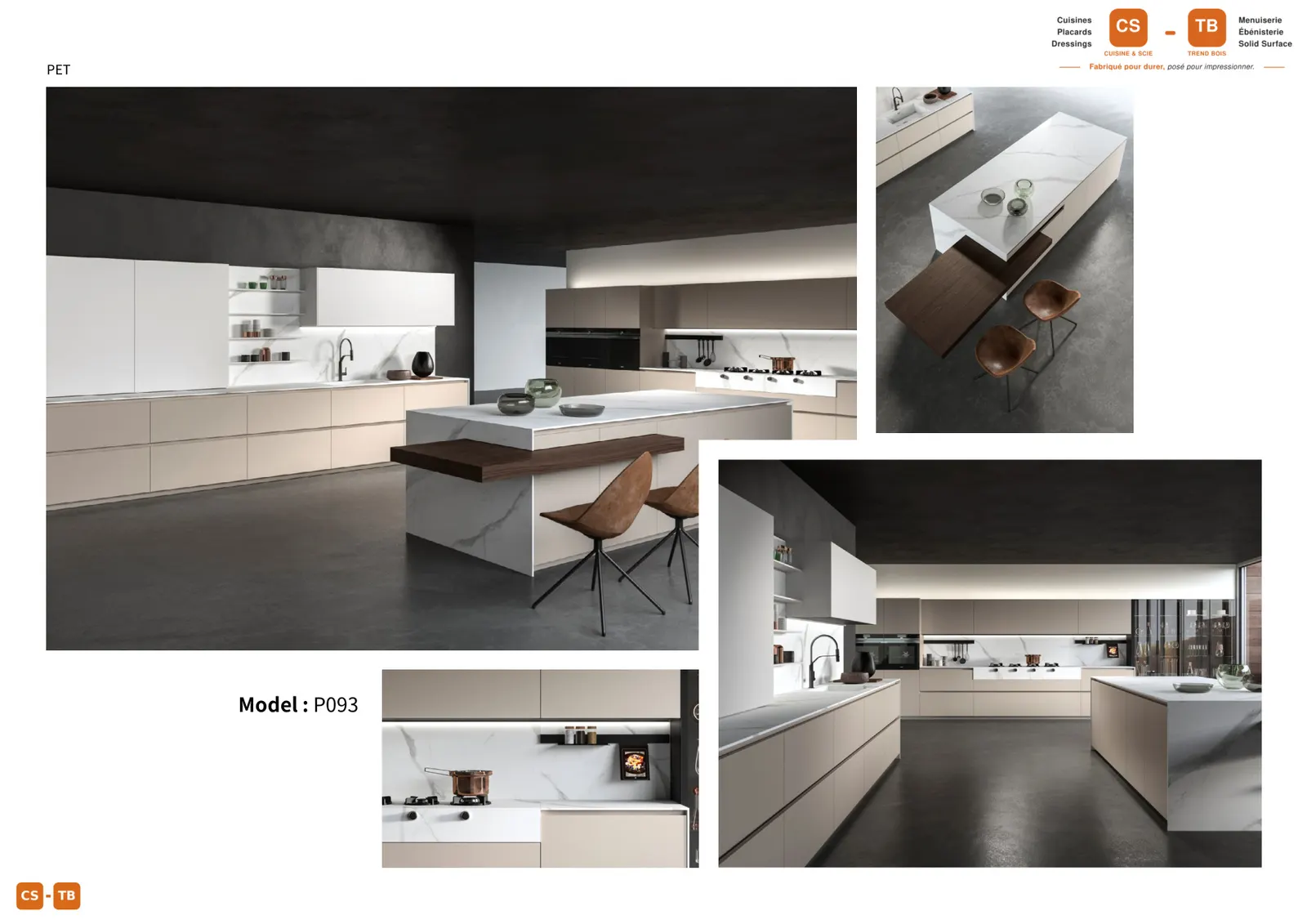 Cuisine P093 - Armoires de cuisine Trend Bois Maroc