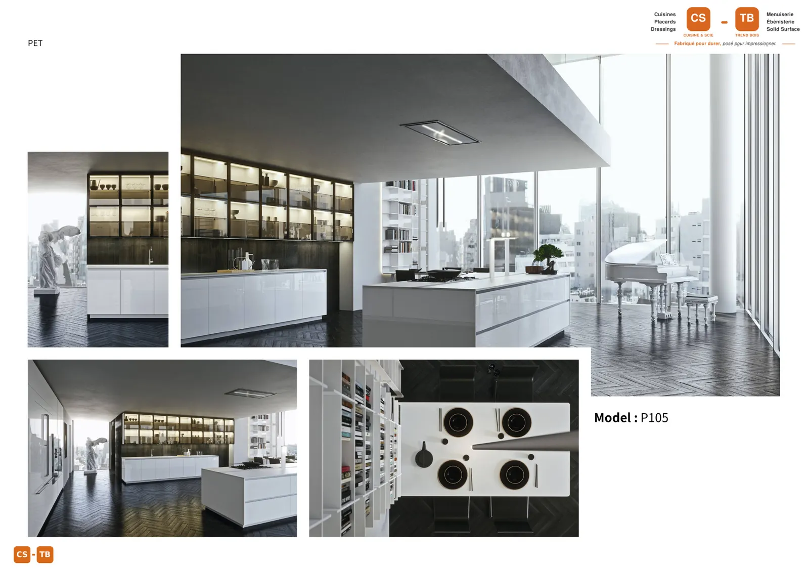 Cuisine P105 - Armoires de cuisine Trend Bois Maroc